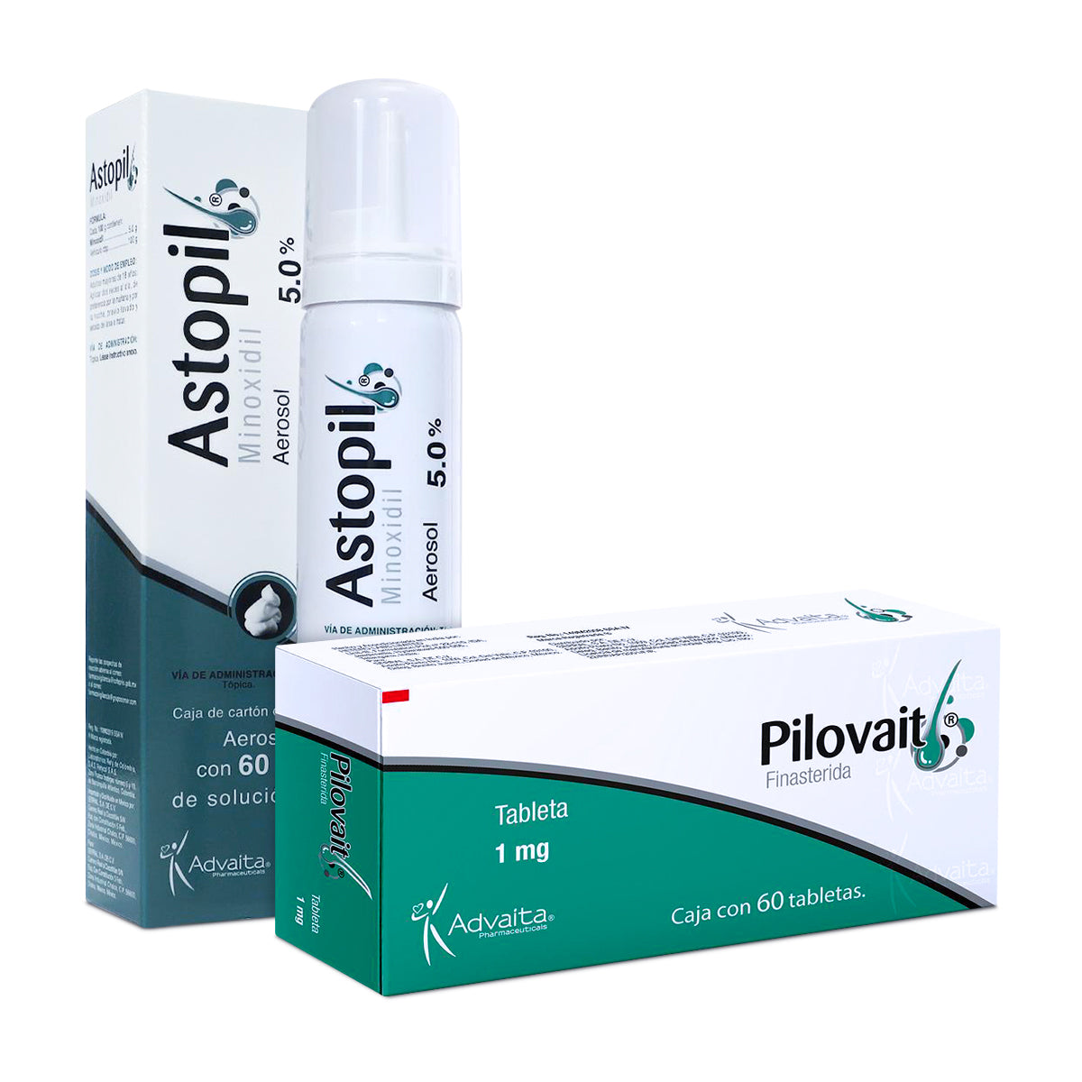 Astopil Minoxidil 5% 60g + Pilovait 60 tabs finasterida 1mg