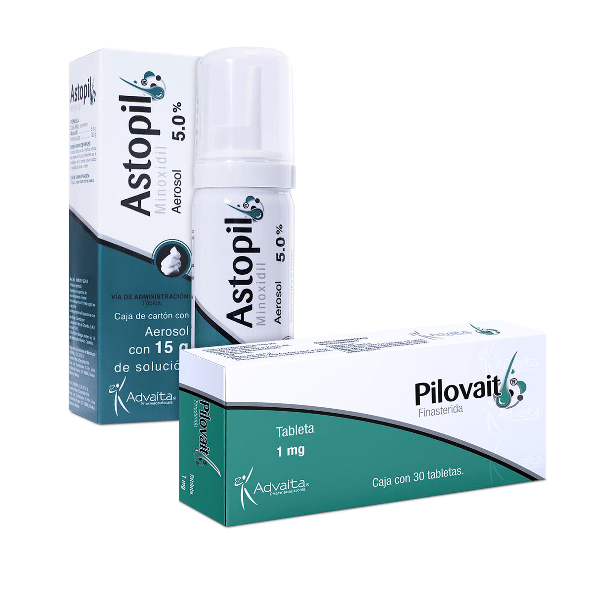 Astopil Minoxidil 5% 15g + Pilovait 30 tabs finasterida 1mg