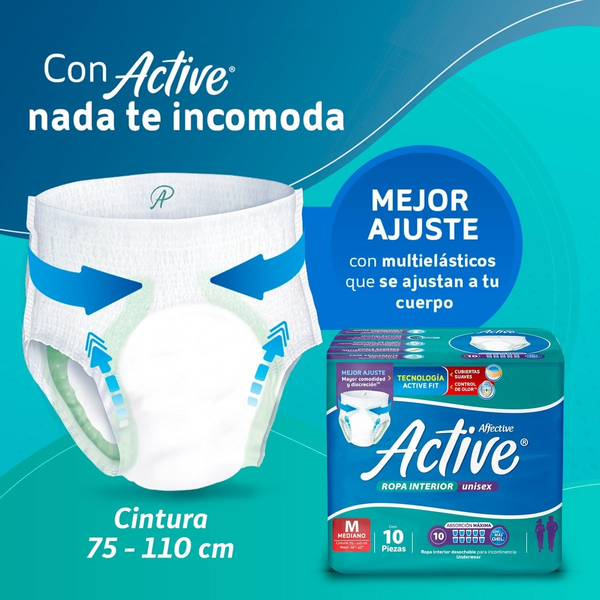 Ropa Interior Para Adultos Active Talla Mediano Unisex