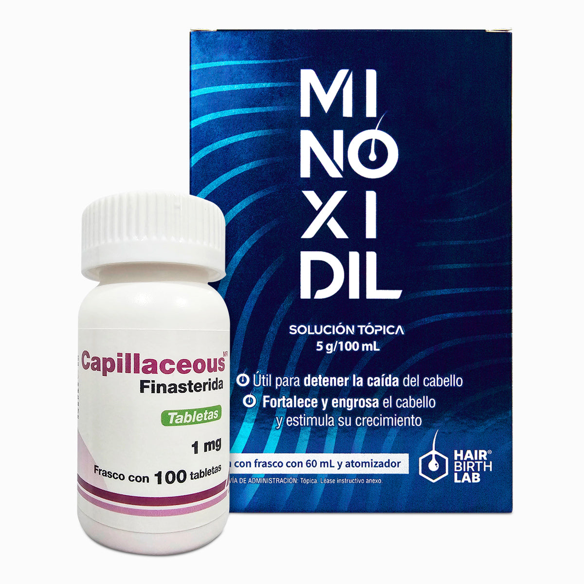 Finasterida 1mg 100 Tabs Capillaceous + Minoxidil 5% Hair Birth Lab