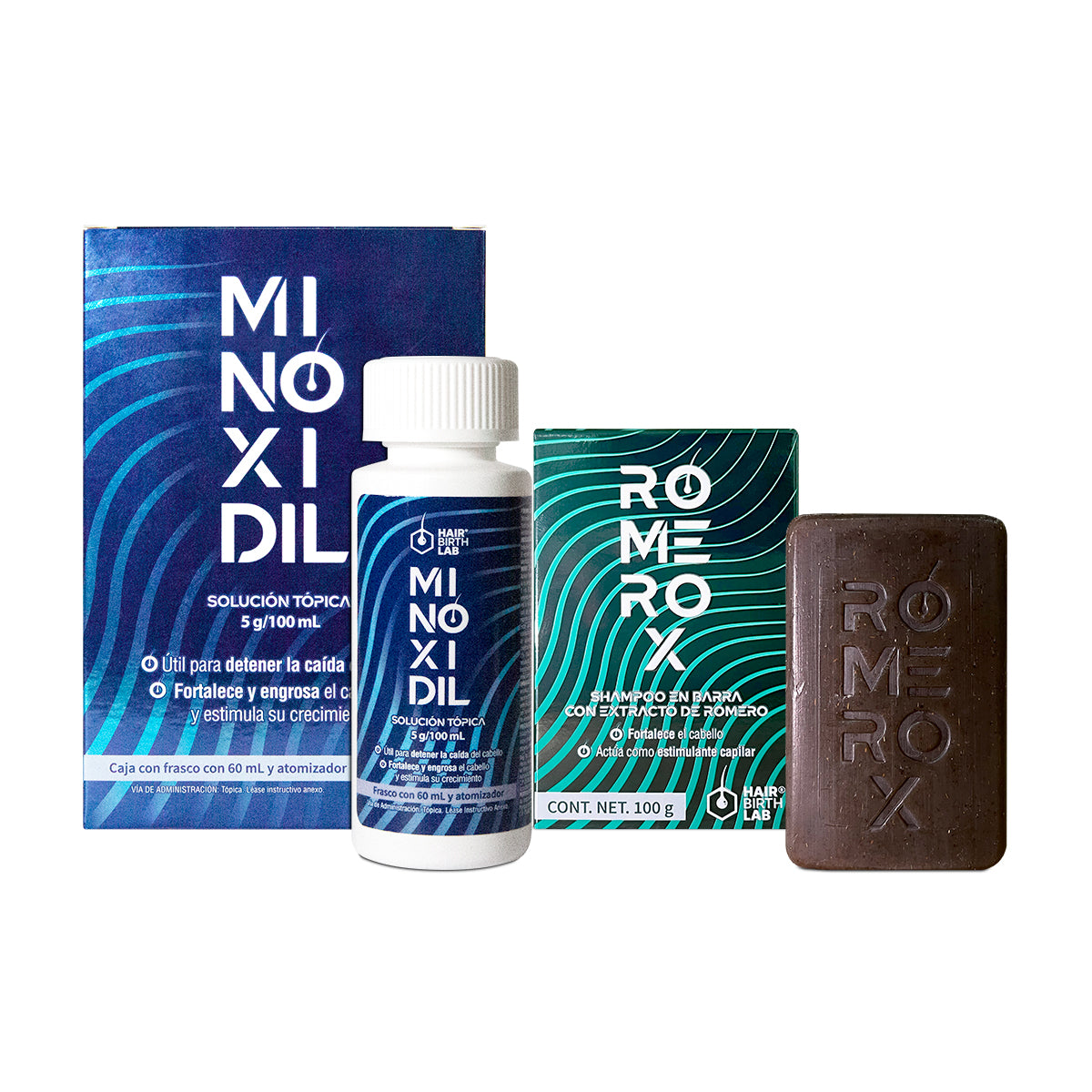 Kit Minoxidil 5% + Shampoo Anticaída Romerox