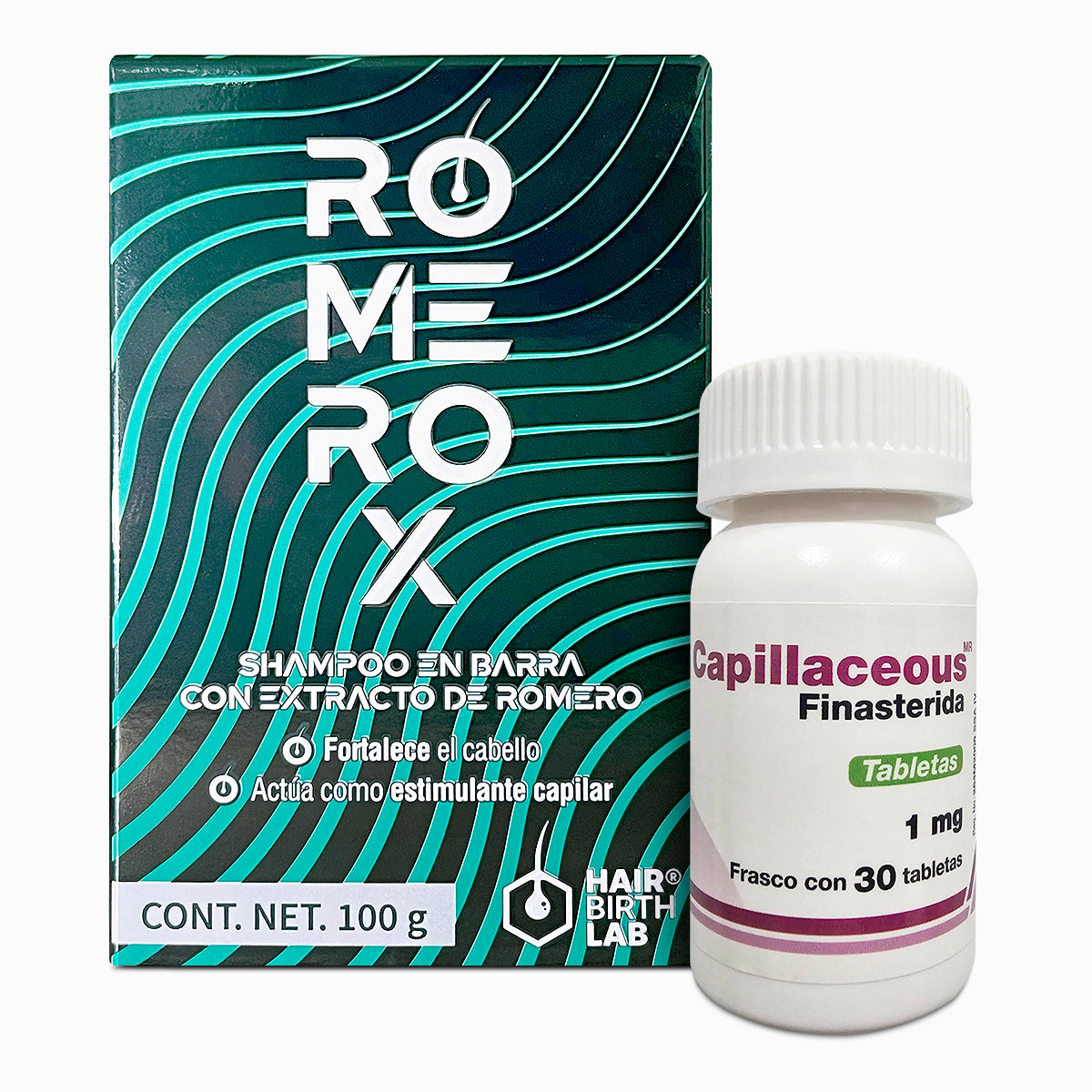 Finasterida 1mg 30 Tabs Capillaceous+ Shampoo Anticaída Romerox