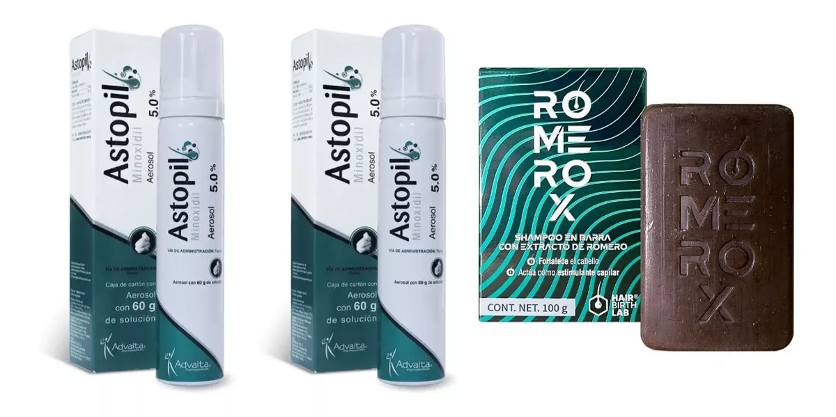 Shampoo Anticaída Romerox+ Astopil Minoxidil 5% 60ml 2pack
