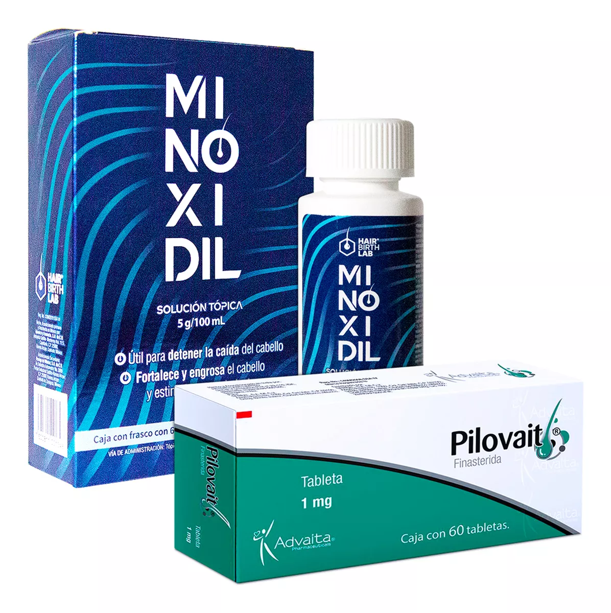 Minoxidil 5% Hair Birth Lab + Pilovait 60tab Finasterida 1mg